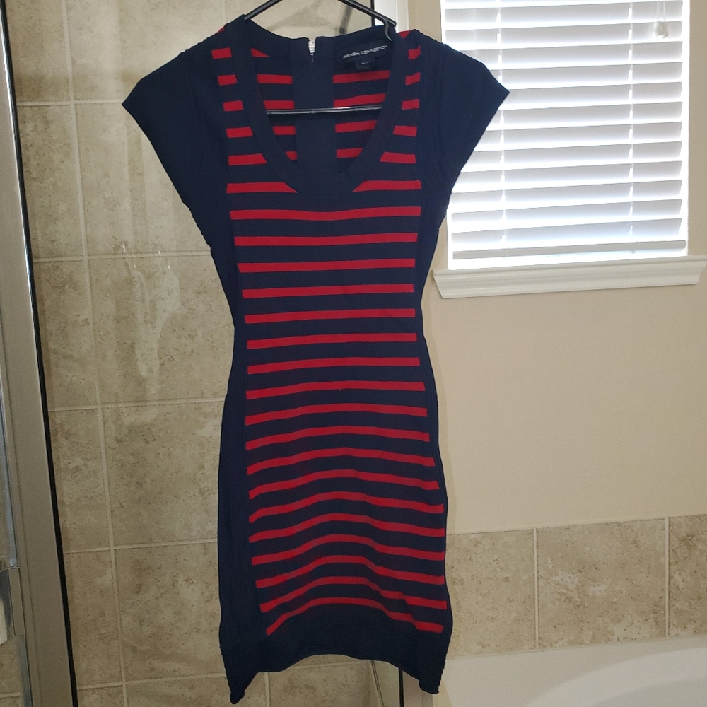 French connection blue and red stripes dress